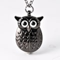 Miniatyrbillede 1 af 4: 1 stk. Fashion Owl Design sort Tone Quartz Lommeur