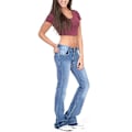 Miniatyrbild 3 av 5: Kvinnors Bootcut Jeans Stretchiga Denimbyxor Dam Låg Midja Utsvasade Byxor Blue M