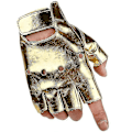 Miniatyrbild 1 av 5: Män PU Läder Punk Halv Finger Ihålig Handskar Guld