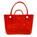 Miniatyrbillede 1 af 5: Gummipose Bogg Style Hul Vandtæt Holdbar Oversize Silikone Strand Tote Ny 2024 red