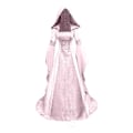 Miniatyrbild 1 av 8: Gotisk Huvad Kläning Brudklänning Cosplay Halloween Rosa XXXL