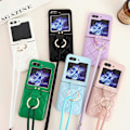 Pikkukuva 1 / 4: Premium-nahkainen takakannen suojakotelo Samsung Galaxy Z Flip 6:lle, naarmuuntumaton, iskunkestävä, renkaalla ja olkahihnan kanssa Pink
