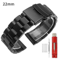 Miniatyrbillede 1 af 3: 18/20/22/24 mm udskiftning dobbeltspænder rustfrit stål armbåndsurrem Black 20mm