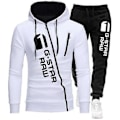 Miniatyrbild 1 av 5: 2023 Ny Höst & Vinter Herr Tracksuit Set Mode Tryckt Dragkedja Huva Sweatshirt + Sweatpants 2-Delar Set Jogging Casual Kläder White 4XL