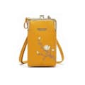 Indefinitet Dam Sling Cross-Body Plånbok, Deklarationun Broderad PU-läder-HY Yellow