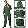 Miniatyrbild 4 av 5: Top Gun Film Cosplay Amerikanska Flygvapnet Uniform Halloween Kostymer För Män Vuxen Armégrön Militär Pilot Overall L