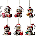 Miniatyrbillede 2 af 5: Juletræskattehæng, 2D Akryl Julekat Juletræshængende Dekoration, Kattehæng Juletræ Dekoration Gaver 6pcs -A