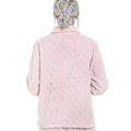 Miniatyrbilde 3 av 5: Supersoft lys rosa knapp foran diamanttrykk sengjakke for kvinner (newway) 22-24