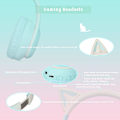 Miniatyrbilde 5 av 6: Trådløse spillhodesett via Bluetooth 5,1/3,5 mm AUX-kabel, sammenleggbare hodetelefoner med 7 farger LED-lys og 4 LED-moduser for jenter, voksne (vegetabilsk)