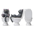 Miniatyrbillede 2 af 2: Sød killing kat sidder på toilet ornament pvc statue figur skrivebord dekoration Grey 1Pc
