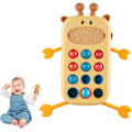Miniatyrbillede 1 af 6: Baby Sensorisk Montessori Legetøj til 6-12-18 Måneders Babyer, Fødevaregodkendt Silikone Trækstreng Bidering, Sensorisk Aktivitetslegetøj Deer-Yellow