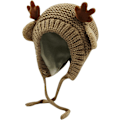 Miniatyrbilde 2 av 8: Søt Hjorte-Elg Hodeplagg Babyhatt Vinter Varmt Plysj Strikket Ørevarmer Bonnet Gutter Jenter Caps Beanie med Hakestropp Coffee One Size