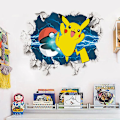 Miniatyrbillede 1 af 3: Blå Drøm Pikachu 3D Kamp Tyrannosaurus Børneværelse Vægdekoration af