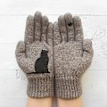 Miniatyrbild 5 av 5: Kattvantar för kvinnor Yllehandskar Höst Vinter Utomhus Varma Kalla Skydd Vadderade Kattmönstrade Khaki