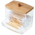 Miniatyrbillede 3 af 5: Forbedret kvalitet Akryl vatpinde Opbevaringsholder Badeværelsesbeholder Apotekskrukke Qtip Holder til opbevaring Bambus låg 1 stk, Model: Transparent