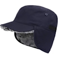 Miniatyrbillede 1 af 6: Øreklapper Cadet Hat - Nylonstof, Fuldforet med Kunstig Pels Navy 7 1/4-7 1/2