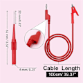 Miniatyrbillede 2 af 5: Multimeter Bananstik til Krokodille Alligator Klemme Test Probe, Bananstik til Bananstik Kabel 4PC blackred