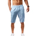 Miniatyrbilde 1 av 2: Løse Pustende Shorts i Lin og Bomull for Menn, Sports- og Fritidsshorts Sky blue M