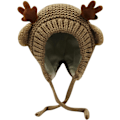 Miniatyrbilde 1 av 8: Søt Hjorte-Elg Hodeplagg Babyhatt Vinter Varmt Plysj Strikket Ørevarmer Bonnet Gutter Jenter Caps Beanie med Hakestropp Coffee One Size