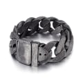 Miniatyrbillede 1 af 4: Mænds armbånd, mænds rustfrit stål armbånd,sort metal punk bred cubansk kæde mænd armbånd rustfrit stål Fashion Biker mandlige tilbehør 20cm