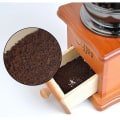 Miniatyrbillede 4 af 5: Retro brun træ manuel kaffekværn med bærbar håndsving, antik design kaffekværn, espressokværn til kaffebønner, kaffebønner, rustfrit stål