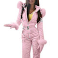 Miniatyrbilde 1 av 5: Vintervarm snødrakt for kvinner, friluftsbukser, skikostyme, vanntett jumpsuit Pink S