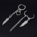 Miniatyrbild 4 av 5: Classic Feather Mismatch Tofs Chain Drop Earrings Korean Idols Kpop Örhängen
