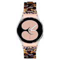 Miniatyrbillede 2 af 5: Til Samsung Galaxy Watch 5 40 mm / 44 mm / Watch 5 Pro 45 mm Resin urbånd i rustfrit stål med spændearmbånd Leopard Print