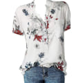 Pikkukuva 2 / 5: Naisten kukkaiset topit 2023 Button Down Muoti Casual pitkä-/lyhythihaiset paidat Pusero White 4X-Large