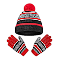 Miniatyrbillede 2 af 5: Handsker To-delt Sæt Vinter Fleece-foret Varme Børns Fem-finger Strikkede Kuldesikre Britiske Hat Purplish red Average size