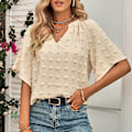 Miniatyrbilde 5 av 8: Elegant Casual Loose V-Neck Sveitsisk Strikket Topp Bluse Aprikos