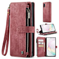 Miniatyrbild 1 av 5: For Caseme Samsung Note10 Plus 4G/5G C30-serien Nytt blixtlåsfodral i läder Red Samsung Galaxy Note 10 Plus 5G