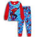 Miniatyrbild 1 av 2: Bomulls pyjamas för pojkar, långärmad, tecknat set för barn, baby hemmakläder Spiderman Captain America 8 110cm