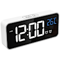 Miniatyrbild 3 av 5: Stor digital väckarklocka för synskadade - stor elektrisk klocka för sovrum, jumbonummervisning, helt dimbar ljusdimmer, USB portar, White