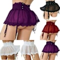 Miniatyrbild 1 av 3: Kvinnlig Sexig Genomskinlig Minikjol Justerbara Remmar Snörning Underkläder Lingerie Purple 2XL