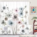 Blommigt Duschdraperi Boho Duschdraperi Vitt Duschdraperi