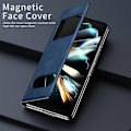 Miniatyrbillede 2 af 5: Til Samsung Galaxy Z Fold 6 Magnetisk Flip Foldbar Etui, Åbent Vindue Design, Høj Luksuriøs Forretnings Napa Læder Skjult Støtte Fod Slim Cover Brown For Galaxy Z Fold 6