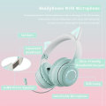 Miniatyrbillede 4 af 6: Trådløse spilleheadsets via Bluetooth 5,1/3,5 mm AUX-kabel, foldbare hovedtelefoner med 7 farver LED-lys og 4 LED-tilstande til piger, voksne (grøntsag)