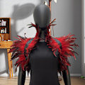 Miniatyrbillede 4 af 5: Fjer Shrug Shawl Skulder Wrap Kappe Blød Justerbar Retro Gothic Krave Cosplay Party Krop Scene Multicolor