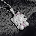 Pikkukuva 3 / 5: Hello Kitty -timanttikaulan riipus korkealaatuisella timantti-inlay-tekniikalla