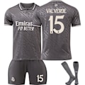 Miniatyrbilde 1 av 2: 2024-2025 Real Madrid Bortedrakt Fotballdrakt Barn Nr. 15 VALVERDE 16