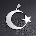 Miniatyrbilde 3 av 4: Halskje med halvmåne og stjerne i rustfritt stål for menn og kvinner - Spirituelt islamsk muslimsk anheng - Tyrkisk religiøst smykke