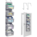 Miniatyrbillede 1 af 5: Hængende Garderobe Organizer, Hængende Døropbevaring Med 5 Rum, Vægopbevaring Til Badeværelse, Garderobe, Børneværelse, Grå
