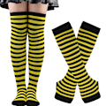 Pikkukuva 1 / 4: 1/2/3/5 Polven yläpuoliset sukat paksuille reisille Helppokäyttöiset ja tekevät keltaisen ja mustan yellow and black 1Set