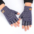 Miniatyrbilde 1 av 5: Vinter Alpaca Ull Fingerless Hansker For Varme Menn Strikket Halv Finger Hansker dark blue