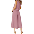 Miniatyrbillede 3 af 5: Roylamp Sommer-outfits til kvinder i 2 dele Rundhalset Crop Basic Top Beskåret Bukser med brede ben, Jumpsuits Cherry Pink Large