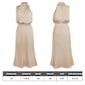 Miniatyrbillede 6 af 8: Elegant langærmet satin kjole med flæser til kvinder (M) Apricot M
