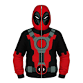 Miniatyrbilde 1 av 3: Deadpool Klær Barn Gutter Cosplay Superhelt Kostyme Full Zip Hoodie Hettegenser Genser Topper Alder 4-13 År 8-11Years