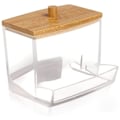 Miniatyrbillede 1 af 5: Forbedret kvalitet Akryl vatpinde Opbevaringsholder Badeværelsesbeholder Apotekskrukke Qtip Holder til opbevaring Bambus låg 1 stk, Model: Transparent