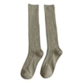 Miniatyrbillede 1 af 5: 1 Par Kvinders Lange Strømper Bløde Høj Elasticitet Ensfarvet Tyk Anti-slip Varme Casual Stribet Struktur Kvinders Strømper Vinter Tilbehør Grey Green One Size